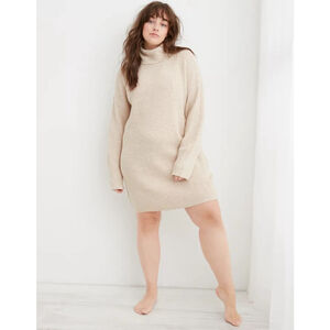 Aerie CozyUp Waffle Sweater Dress
Size XL (16/18) Heather Fawn NWT